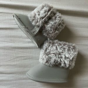 Gray newborn booties